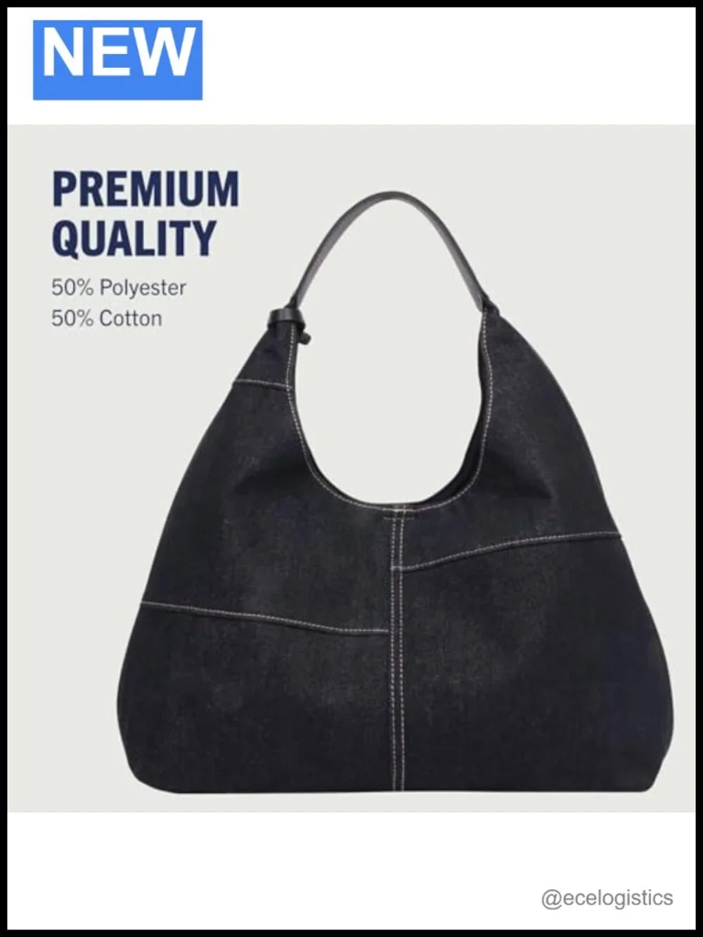 True Religion Retro Denim Hobo Shoulder Bag with Oversized Logo